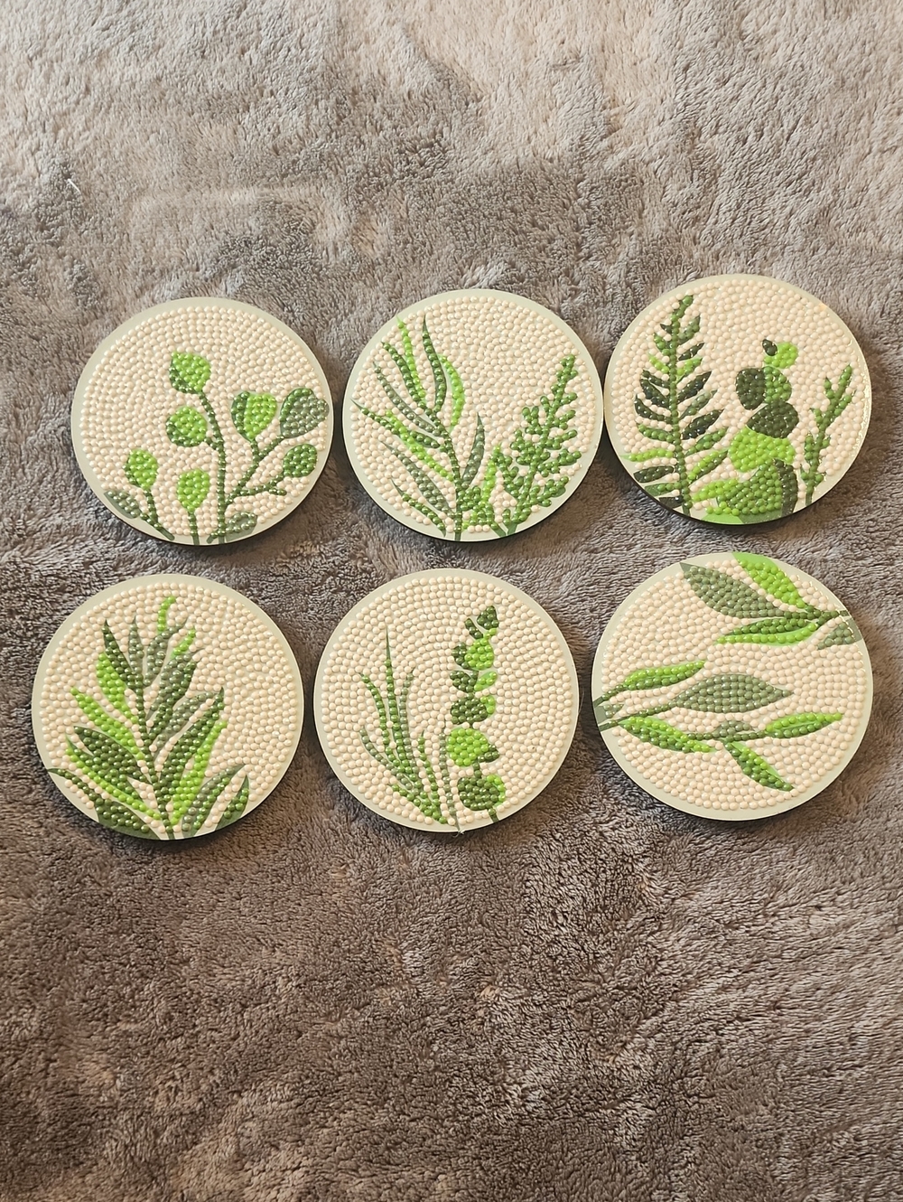 Botanical Coasters Diamond Painting -  Completed & Sealed (w/ Cork backing)